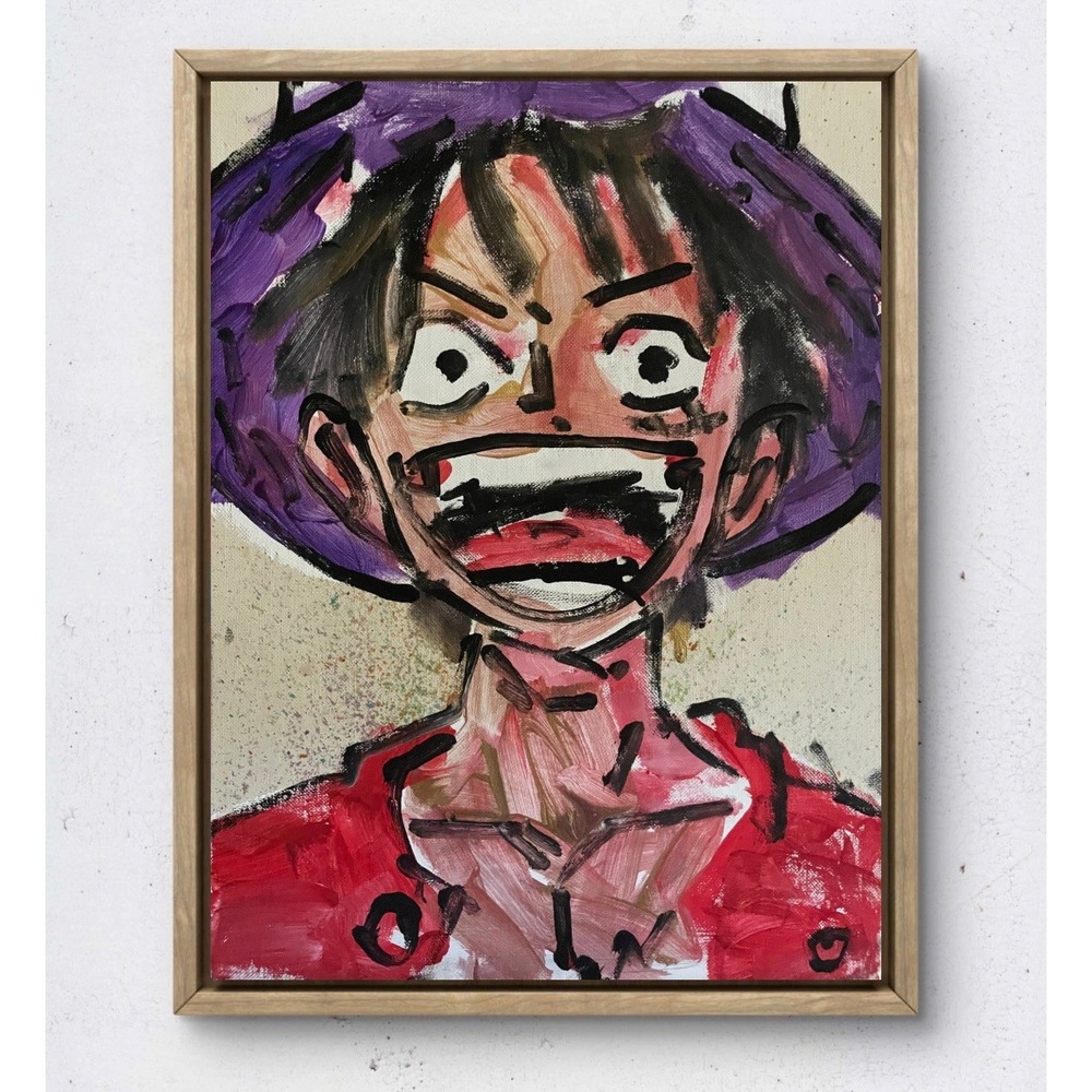 Oman Original Art 8.5x12 Neo Expressionist Canvas Luffy Anime Painting Fine Art